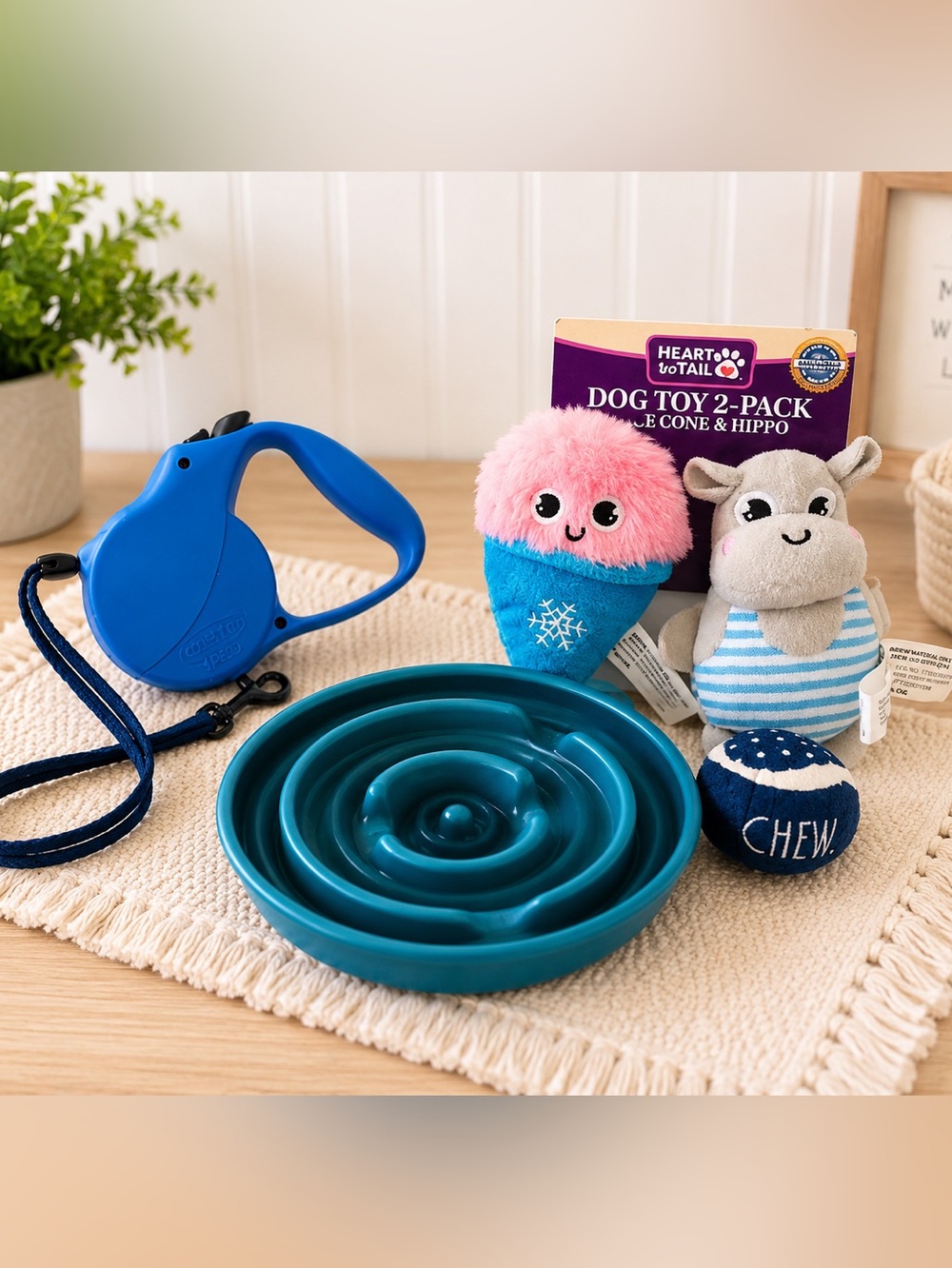 Dog Supply Lot Slow Feeder Bowl Flexi Retractable Leash Toys & Ball